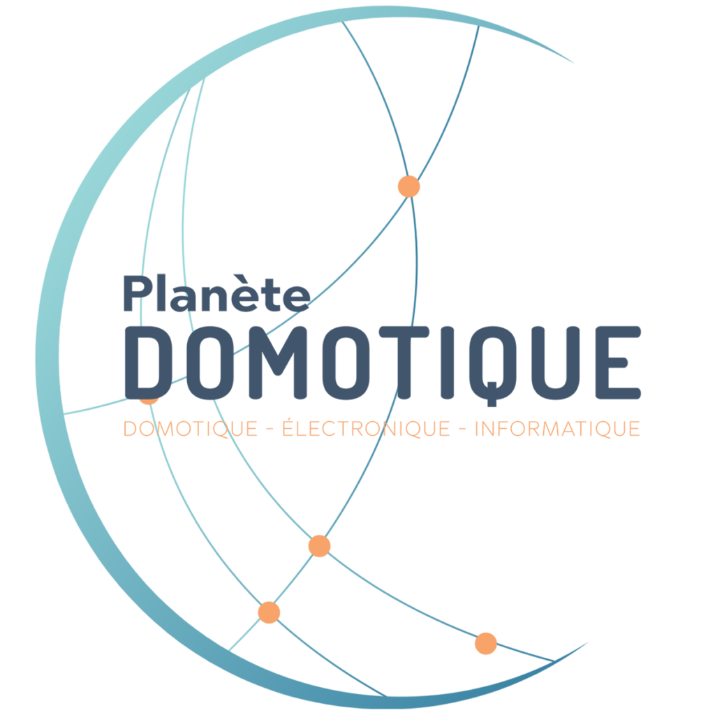 logo bleu et orange planete domotique